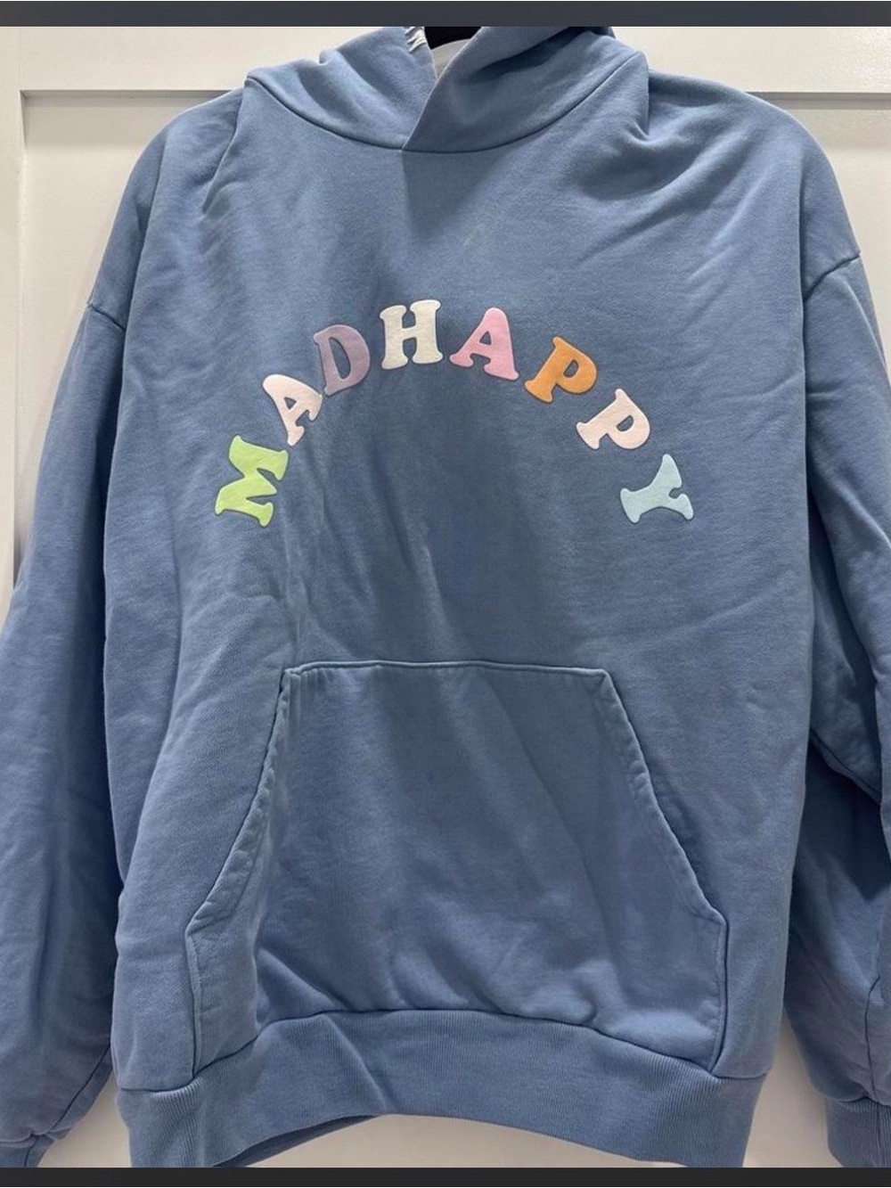Madhappy women Light Blue Hoodie with Pastel Arch Logo